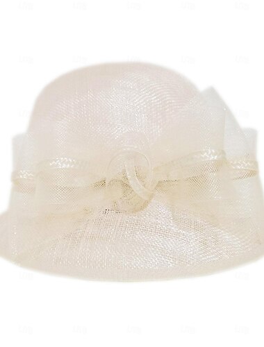  Chapéus de linho bowler/cloche chapéu balde chapéu de sol casamento chá festa elegante casamento com bowknot headpiece