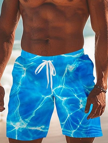  Herr 3D Print Geometriska mönster Vågiga Badshorts Boardshorts Shorts Medium Midja Mode Streetwear Designer Ledigt Dagligen Helgdag Ficka Snörning Elastisk midja Designer Kläder