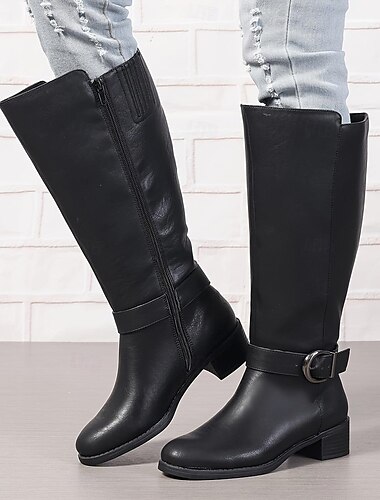  Damen Stiefel Retro Outdoor Täglich Blockabsatz Spitze Zehe Vintage Wanderschuhe PU Reißverschluss Schwarz Braun