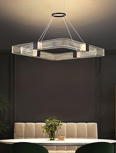 suspension led dimmable 40/50cm 1 lumière ligne carrée design îlot cuivre géométrique contemporain moderne salle à manger cafés 110-240v