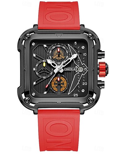  onola herre quartz ur kreativ mode afslappet armbåndsur lysende kalender vandtæt dekoration silikone gel ur