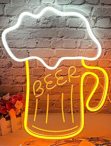  Oktoberfest cerveza luz de neón LED USB, letrero de cerveza LED bar club luz de neón acrílica hotel bar cafetería fiesta de cumpleaños habitación juvenil decoración de pared logotipo de luz 1 pieza