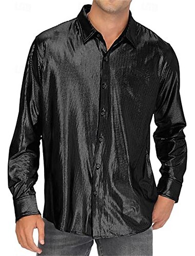  Metallisch 1980er Glänzendes Latex-Patent Hemd Disco Herren Karnevalskostüm Halloween Karneval Alltagskleidung Pride Parade Pride-Monat Erwachsene Hemd