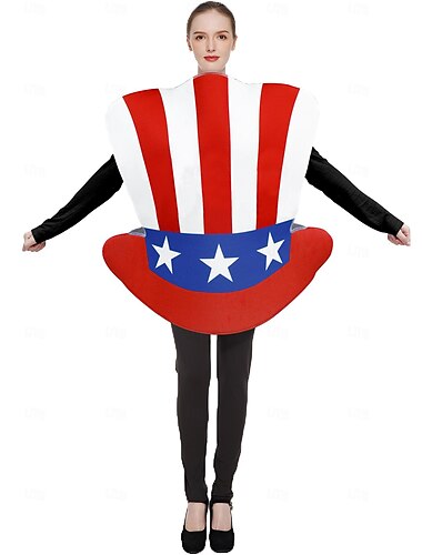  USA Flagge Faschingskostüme 4. Juli Kostüm Erwachsene Herren Damen Lustig Leistung Party Karneval Tag der Unabhängigkeit 4. Juli Einfaches Karnevalskostüm