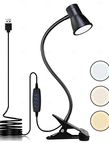  USB-LED-Schreibtischlampe zum Anklemmen, Leselicht, 3 Lichtmodi, 10 dimmbare Helligkeitsstufen, Buchlicht für das Kopfteil eines Betts im Wohnheim, verstellbares, flexibles Klemmlicht am Hals, perfekt