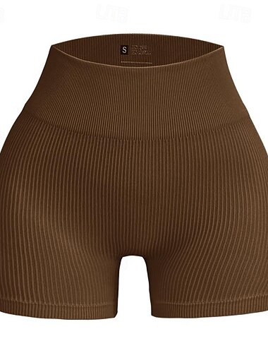  Damen Jogginghosen Fitnessshorts Yogahose Gerippt Leicht Hohe Taille Yoga Fitness Fitnesstraining Shorts Leichte Kaffee Schwarz Blau Herbst Sport Sportkleidung Mikroelastisch Schmaler Schnitt
