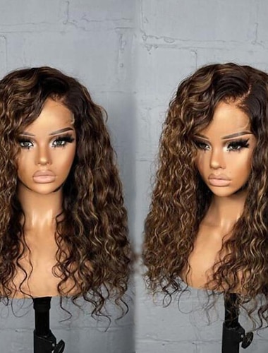  Remy-hius 13x4 pitsiä edessä Peruukki Vapaa osa Brasilialainen Kihara Vesiaalto Ruskea Peruukki 130% 150% Hiusten tiheys ja vauvan hiukset Raidoitetut hiukset Pre-Plucked Käyttötarkoitus peruukit