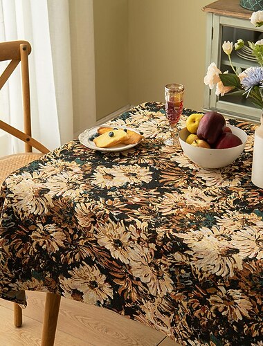  Mantel de jacquard marroquí, mantel de poliéster lavable resistente a las manchas y a las arrugas, mantel de tela decorativa para mesa de comedor, fiestas de buffet y camping