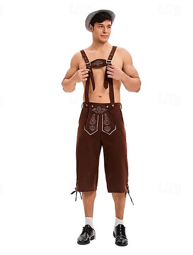  Karneval Oktoberfestbier Kostüm Lederhosen Bayerisch Deutsch München Wiesn Herren Stoff im traditionellen Stil