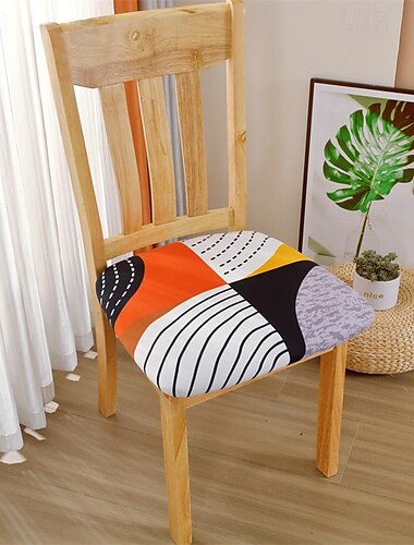  Sitzbezug für Esszimmerstühle Stuhlhussen, strapazierfähiger Stretch-Jacquard, abnehmbarer, waschbarer, elastisch gepolsterter Schonbezug für Esszimmerstuhlkissen