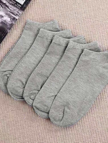  5 pares de calcetines grises en blanco y negro cuatro estaciones color sólido tubo corto calcetines bajos invisibles que absorben el sudor