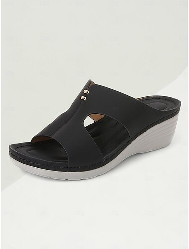  Damen Sandalen Hausschuhe Slippers Boho Sandalen mit Keilabsatz Strandpantoffeln Täglich Urlaub Keilabsatz Urlaub Brautkleider schlicht Komfort Kunstpelz Mandelfarben Schwarz Braun