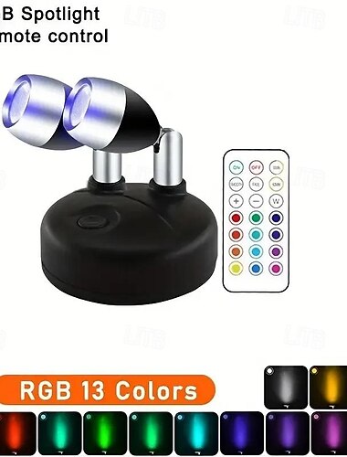  13 Farben RGB-Bilderleuchte, LED-Schrankstrahler, kabellos, mit Fernbedienung, batteriebetrieben, Winkel einstellbar, Atmosphäre, Nachtlampe, Galerie, Korridor, Flur, Wohnzimmer, Schlafzimmer,