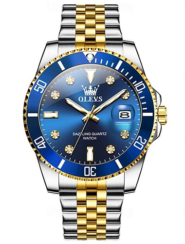  Montre à quartz OLEVS pour hommes montre-bracelet de sport en plein air mode calendrier lumineux décoration étanche montre en acier cadeau pour la fête des pères