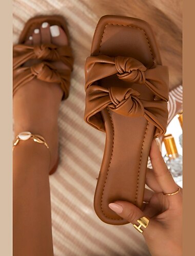  Damen Sandalen Hausschuhe Outdoor Hausschuhe Strand Hausschuhe Strand Bowknot Square Toe Open Toe Schwarz Weiß Khaki