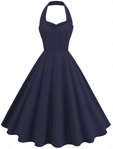  Rétro Vintage Années 1950 Robe de vacances Midi Robe Robe trapèze Robe Évasée Dos nu Couleur Unie Femmes Mascarade Décontracté Quotidien Enterrement de Vie de Jeune Fille Adulte Robe Robes de soirée