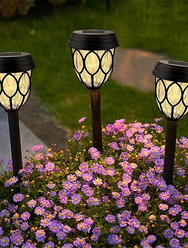  Solar-Wegeleuchten für den Außenbereich, helle, wasserdichte Bodenleuchten für den Garten, warmweißes, kaltes Licht, Retro-Rasenlampe für die Beleuchtung von Innenhöfen und Fluren,