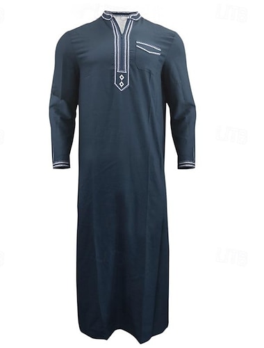  Hombre Ropa de salón Bata de noche Camisa de dormir Color puro Elegante Confort Batas tipo kimono Hogar Diario Mezcla de Algodón Transpirable Escote Chino Manga Larga Bolsillo Primavera Otoño Vino
