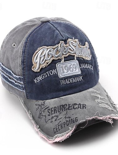  Herre Baseballcaps Solhatt Trucker Hat Navyblå Blå polyester Broderi Mote Fritid Gate Daglig Fargeblokk Bokstaver Justerbare Solkrem Pustende