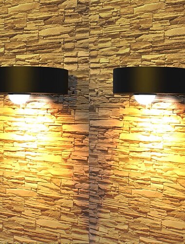  solar led vegglampe, 2 moduser belysning ip67 utendørs vanntett hagelys villa gårdsplass balkong landskap dekor lys utvendig vegg vaskelampe varmt/hvitt lys 1/2stk