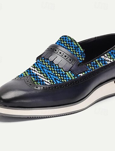  Herren-Loafer mit Fransen und buntem Webmuster - Premium-Leder, ideal für legere und formelle Anlässe