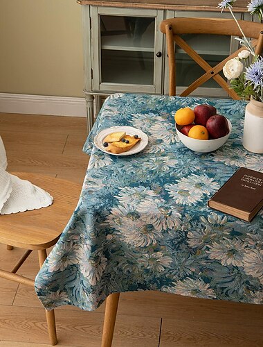  marokkanische Jacquard-Tischdecke, flecken- und knitterfrei, waschbare Polyester-Tischdecke, dekorative Stoff-Tischdecke für Esstisch, Buffet-Partys und Camping