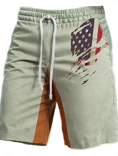  Per uomo Bandiera Americana Stampe Grafiche Pantaloncini da tuta Shorts da Spiaggia Pantaloncini in spugna Misura del girovita medio Vintage Casual Quotidiano Ferie Abbigliamento casual alla moda