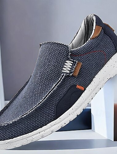  Casual slip-on loafers i canvas för män med vadderad sula - lätta och bekväma skor för vardagsbruk