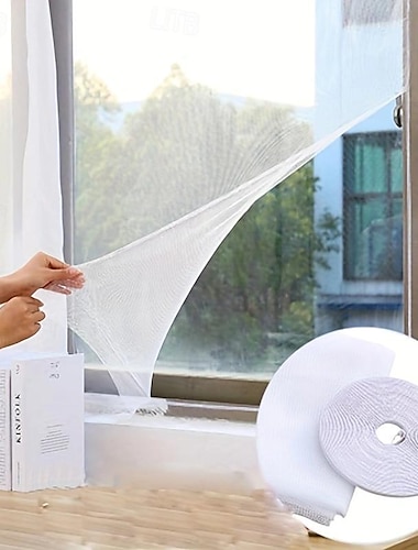  Schermo per Finestra Autoadesivo Bianco Antimosche/Schermo per Finestra Fai da Te Antimosche/Schermo Invisibile Semplice con Velcro