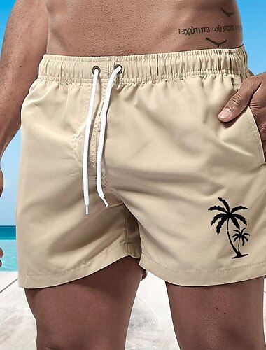  Herren Boardshorts Badeshorts Badehose Schwimmshorts Bademode Kordelzug mit Mesh-Futter Elastische Taille Kokosnussbaum Komfort Schnelltrocknend Kurz Festtage Strand Wochenende Modisch Brautkleider