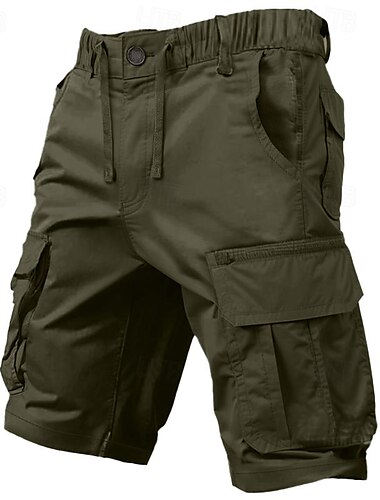  Męskie Spodenki cargo Szorty Ściągana na sznurek Elastyczny pas Multi Pocket Równina Komfort Do kolan Na zewnątrz Codzienny Wyjściowe Moda Moda miejska Czarny Zielony Średnio elastyczny