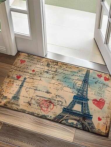  graffiti deurmat keukenmat vloermat antislip gebiedskleed oliebestendig tapijt binnen buiten mat slaapkamer decor badkamer mat entreekleed eiffeltoren