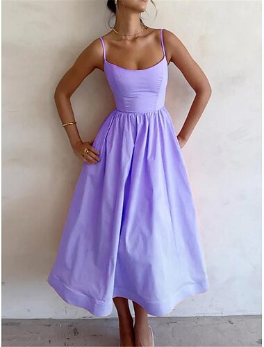  Damen Maxikleid Weißes Kleid Abschlusskleid Freizeitkleid Schwingkleid Elegant Streetwear Maxi Urlaub Straße Ferien Normale Passform Ärmellos Träger Weiß Rosa Blau Purpur Sommer