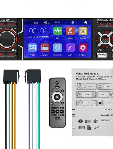  4,1-Zoll-Einzel-DIN-Autoradio mit Bluetooth-Touchscreen, MP5-Player, FM-Radio-Empfänger, unterstützt TF/USB/AUX-IN, Freisprechfunktion, Rückfahrbild