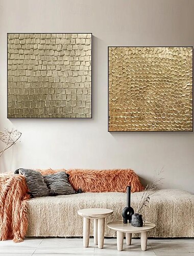  pintura original de hoja de oro arte de pared de oro pintado a mano arte texturizado de oro 3d pintura de metal dorado sobre lienzo arte de pared decoración del hogar marco estirado listo para colgar