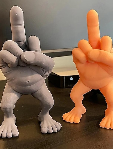  middelvinger figuur met benen, 3/7 inch lang de vinger met benen, creatieve middelvinger hars sculptuur decoratie voor thuiskantoor desktop, grappig gag cadeau, bureauaccessoire