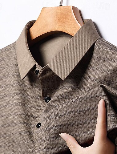  رجالي قميص الجولف جولف بولو عمل فضفاض Lapel كم قصير أساسي الحديث مخطط أزرار للربيع والصيف عادي أزرق سماوي كاكي رمادي قميص الجولف