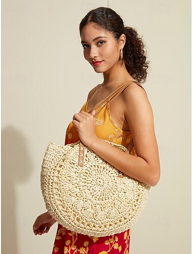  Häkel-Einkaufstasche im Boho-Chic-Stil für Damen: perfekt für Strandtage und lässige Sommerausflüge