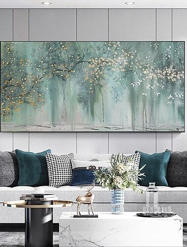  handgeschilderde abstract olieverfschilderij op canvas moderne abstracte muurkunst origineel olieverfschilderij woonkamer muur kunst groene hemel muur kunst cadeau voor haar kamer slaapkamer decor