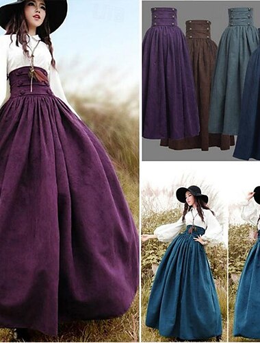  Rétro Vintage Médiéval Renaissance Jupe Ren Faire Viking Elfe Femmes Celtique Pirate Fantaisie Halloween Carnaval Mascarade LARP Foire de la Renaissance Adultes Jupe