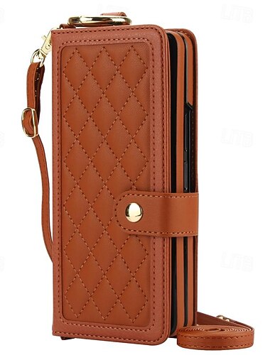  Handy Hülle Handyhüllen Für Samsung Galaxy Z Fold 7 Z Fold 6 Z Fold 5 Z Fold 4 Z Fold 3 Rückseite Mit Ständer Magnetisch mit Trageriemen Retro TPU PU-Leder