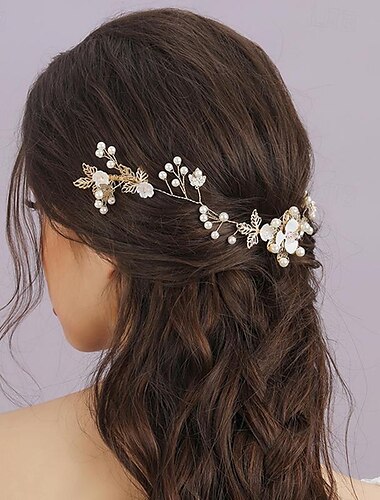  Diademas Tocados Perla Artificial Legierung Boda cóctel Elegante Lujo Con Perlado Artificial Flor Celada Sombreros