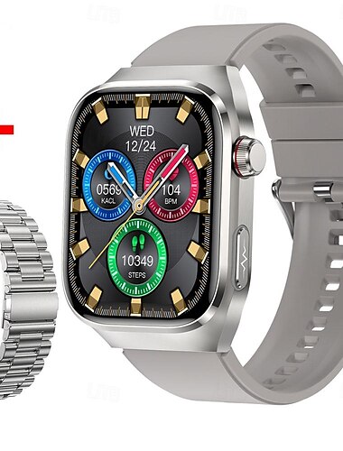  696 TK16 Smartwatch 2.4 Zoll Smartwatch Fitnessuhr Bluetooth Schrittzähler Anruferinnerung Schlaf-Tracker Kompatibel mit Android iOS Herren Freisprechanlage Nachrichterinnerung IP 67 52mm Uhrengehäuse