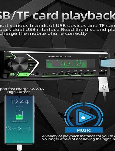  Fabrikpreis 1din Autoradio MP3-Player BT FM USB AUX-IN 7 bunte Lichter Musikwiedergabe im Armaturenbrett Auto-Audio Auto-Stereoanlage