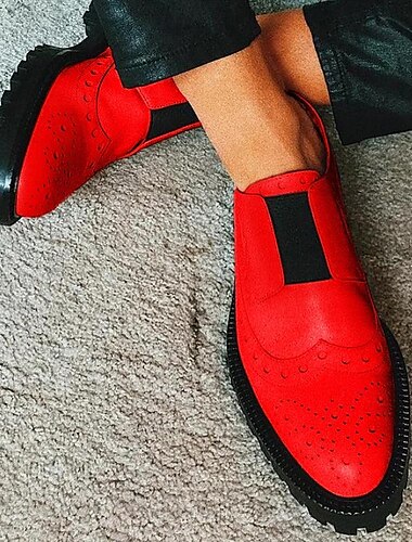  ανδρικά παπούτσια από ψεύτικο δέρμα brogue κόκκινου χρώματος slip-on - vintage σχέδιο με ελαστικά φουσκώματα και στιβαρή σόλα για επίσημες και casual περιστάσεις