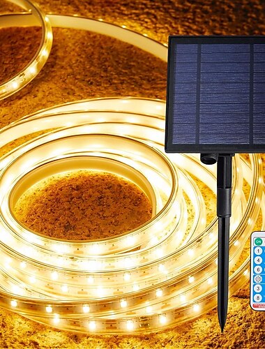  1 Stück Solar-Lichtstreifen für den Außenbereich, wasserdichter LED-Streifen 7 m – 300 LEDs, Sommerlicht beleuchtet Ihren Hof-Gartenweg