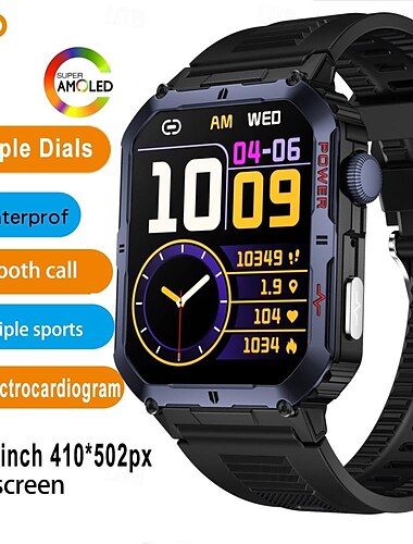  696 LW10 スマートウォッチ 2.6 インチ スマートブレスレット ブルートゥース ECG + PPG 歩数計 着信通知 と互換性があります Android iOS 男性 ハンドフリーコール メッセージ受信通知 IP 67 42mmウォッチケース