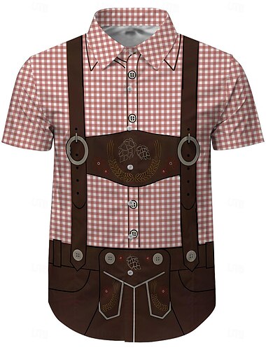  Oktoberfestbier Bluse / Hemd Lederhosen Bedruckt Grafik Für Herren Erwachsene Karneval Oktoberfestbier 3D-Druck Party Urlaub