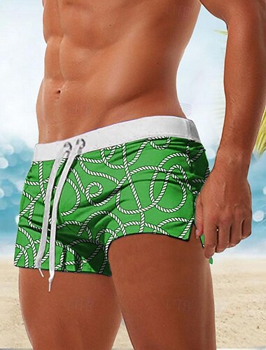  Herren Geometrische Muster Badeshorts Boardshorts Badeshorts Badehose Schwimmshorts Mittlere Taillenlinie Modisch Designer Festtage Strand Schwimmbad Tasche Kordelzug Elastische Taille Designer