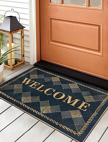  Vintage Willkommen Fußmatte Küchenmatte Bodenmatte rutschfeste Flächenteppich Ölfester Teppich Indoor Outdoor Matte Schlafzimmer Dekor Badezimmermatte Eingangsteppich